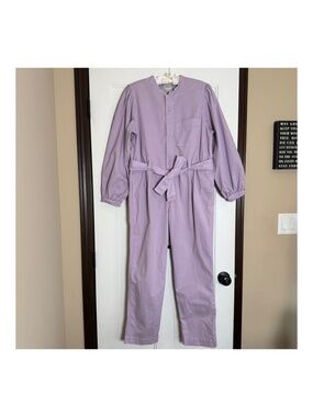 NWT J.Crew Puff Sleeve Chino Jumpsuit Womens 12 Purple Boiler Suit Romper BA954
